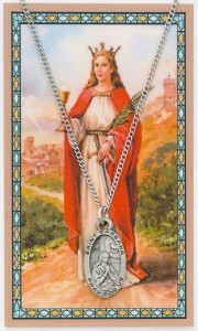 Oval St. Barbara Pewter Medal with Prayer Card [PC0087]