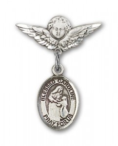 Pin Badge with Blessed Caroline Gerhardinger Charm and Angel with Smaller Wings Badge Pin [BLBP1838]