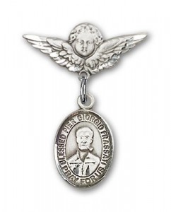Pin Badge with Blessed Pier Giorgio Frassati Charm and Angel with Smaller Wings Badge Pin [BLBP1817]