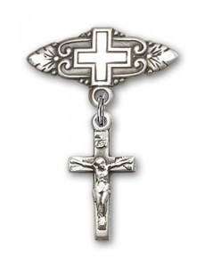 Pin Badge with Crucifix Charm and Badge Pin with Cross [BLBP0231]