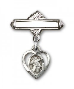 Pin Badge with Guardian Angel Charm and Polished Engravable Badge Pin [BLBP0216]