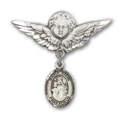 Pin Badge with Maria Stein Charm and Angel with Larger Wings Badge Pin [BLBP1179]