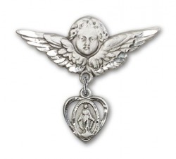 Pin Badge with Miraculous Charm and Angel with Larger Wings Badge Pin [BLBP0212]