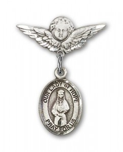 Pin Badge with Our Lady of Hope Charm and Angel with Smaller Wings Badge Pin [BLBP1495]
