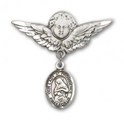 Pin Badge with Our Lady of Providence Charm and Angel with Larger Wings Badge Pin [BLBP0871]