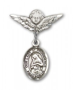 Pin Badge with Our Lady of Providence Charm and Angel with Smaller Wings Badge Pin [BLBP0872]