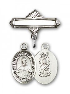 Pin Badge with Scapular Charm and Polished Engravable Badge Pin [BLBP0945]