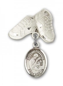 Pin Badge with St. Aloysius Gonzaga Charm and Baby Boots Pin [BLBP1462]