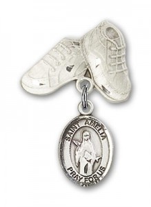 Pin Badge with St. Amelia Charm and Baby Boots Pin [BLBP2062]