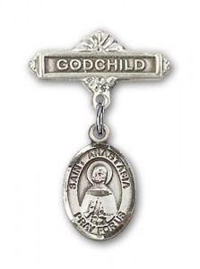 Pin Badge with St. Anastasia Charm and Godchild Badge Pin [BLBP1377]