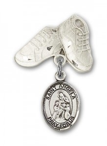 Pin Badge with St. Angela Merici Charm and Baby Boots Pin [BLBP1860]