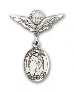 Pin Badge with St. Ann Charm and Angel with Smaller Wings Badge Pin [BLBP0276]