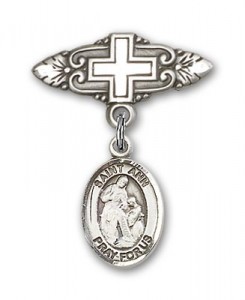 Pin Badge with St. Ann Charm and Badge Pin with Cross [BLBP0273]