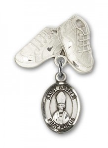 Pin Badge with St. Anselm of Canterbury Charm and Baby Boots Pin [BLBP2223]
