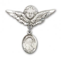 Pin Badge with St. Apollonia Charm and Angel with Larger Wings Badge Pin [BLBP0296]