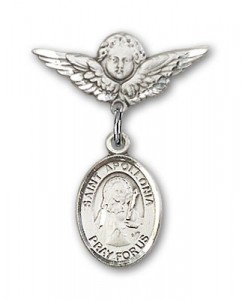 Pin Badge with St. Apollonia Charm and Angel with Smaller Wings Badge Pin [BLBP0297]