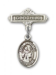 Pin Badge with St. Augustine Charm and Godchild Badge Pin [BLBP0312]