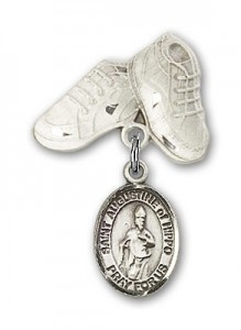 Pin Badge with St. Augustine of Hippo Charm and Baby Boots Pin [BLBP1301]