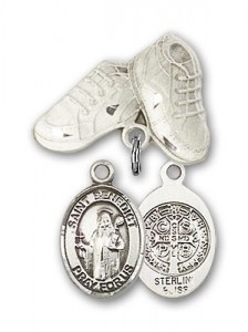 Pin Badge with St. Benedict Charm and Baby Boots Pin [BLBP0320]