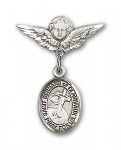 Pin Badge with St. Bernard of Clairvaux Charm and Angel with Smaller Wings Badge Pin [BLBP1509]