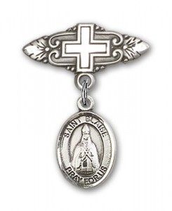 Pin Badge with St. Blaise Charm and Badge Pin with Cross [BLBP0329]