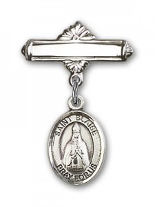 Pin Badge with St. Blaise Charm and Polished Engravable Badge Pin [BLBP0328]