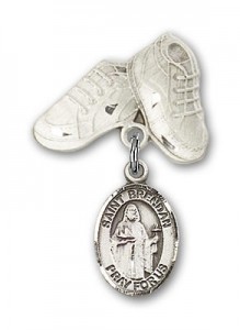 Pin Badge with St. Brendan the Navigator Charm and Baby Boots Pin [BLBP0390]