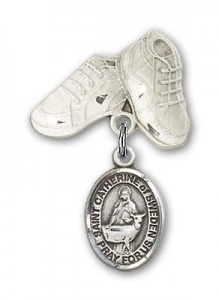 Pin Badge with St. Catherine of Sweden Charm and Baby Boots Pin [BLBP2188]