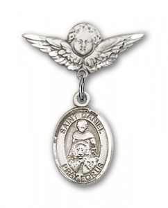 Pin Badge with St. Daniel Charm and Angel with Smaller Wings Badge Pin [BLBP0431]