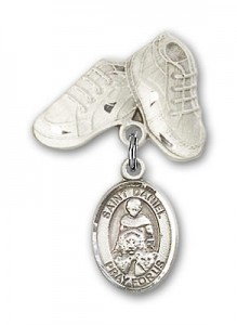Pin Badge with St. Daniel Charm and Baby Boots Pin [BLBP0433]