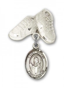Pin Badge with St. David of Wales Charm and Baby Boots Pin [BLBP0454]