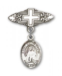 Pin Badge with St. Edith Stein Charm and Badge Pin with Cross [BLBP0981]