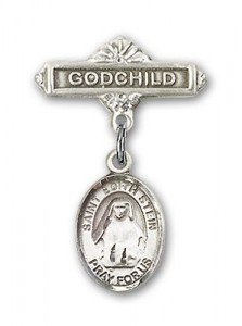Pin Badge with St. Edith Stein Charm and Godchild Badge Pin [BLBP0985]