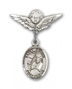 Pin Badge with St. Edwin Charm and Angel with Smaller Wings Badge Pin [BLBP2312]