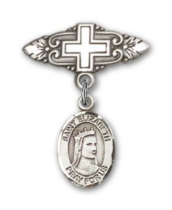 Pin Badge with St. Elizabeth of Hungary Charm and Badge Pin with Cross [BLBP0491]