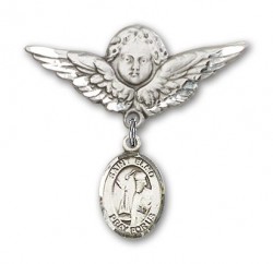 Pin Badge with St. Elmo Charm and Angel with Larger Wings Badge Pin [BLBP0479]