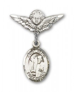 Pin Badge with St. Elmo Charm and Angel with Smaller Wings Badge Pin [BLBP0480]