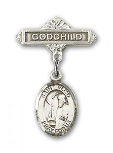 Pin Badge with St. Elmo Charm and Godchild Badge Pin [BLBP0481]