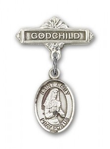 Pin Badge with St. Emily de Vialar Charm and Godchild Badge Pin [BLBP0593]