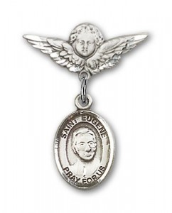 Pin Badge with St. Eugene de Mazenod Charm and Angel with Smaller Wings Badge Pin [BLBP1733]