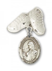 Pin Badge with St. Finnian of Clonard Charm and Baby Boots Pin [BLBP2027]