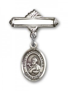 Pin Badge with St. Francis Xavier Charm and Polished Engravable Badge Pin [BLBP0518]