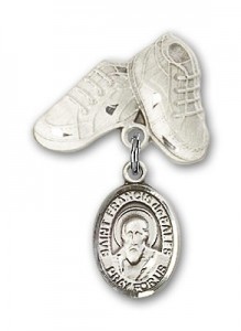 Pin Badge with St. Francis de Sales Charm and Baby Boots Pin [BLBP0510]