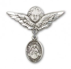 Pin Badge with St. Gabriel Possenti Charm and Angel with Larger Wings Badge Pin [BLBP1823]