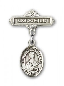 Pin Badge with St. Gemma Galgani Charm and Godchild Badge Pin [BLBP1167]