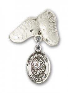 Pin Badge with St. George Charm and Baby Boots Pin [BLBP0545]