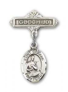Pin Badge with St. Gerard Charm and Godchild Badge Pin [BLBP0558]