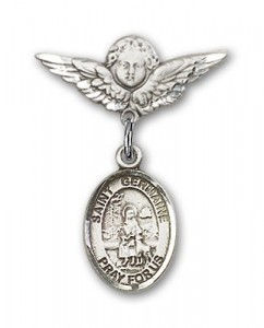 Pin Badge with St. Germaine Cousin Charm and Angel with Smaller Wings Badge Pin [BLBP1362]