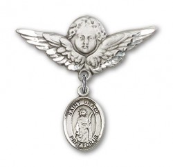 Pin Badge with St. Grace Charm and Angel with Larger Wings Badge Pin [BLBP1662]