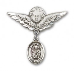 Pin Badge with St. James the Greater Charm and Angel with Larger Wings Badge Pin [BLBP0612]